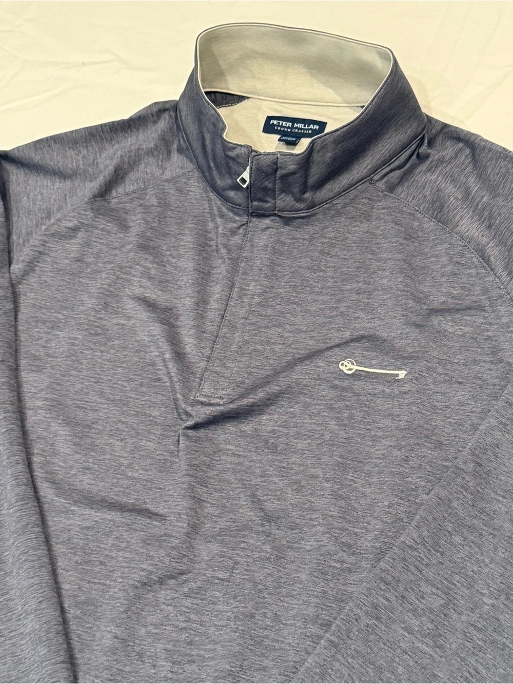 Peter Millar Crown Crafted Performance seal 1/4 Zip Pullover Golf Heather Blue L